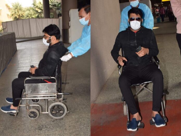 comedy-superstar-kapil-sharma-was-seen-sitting-on-a-wheelchair